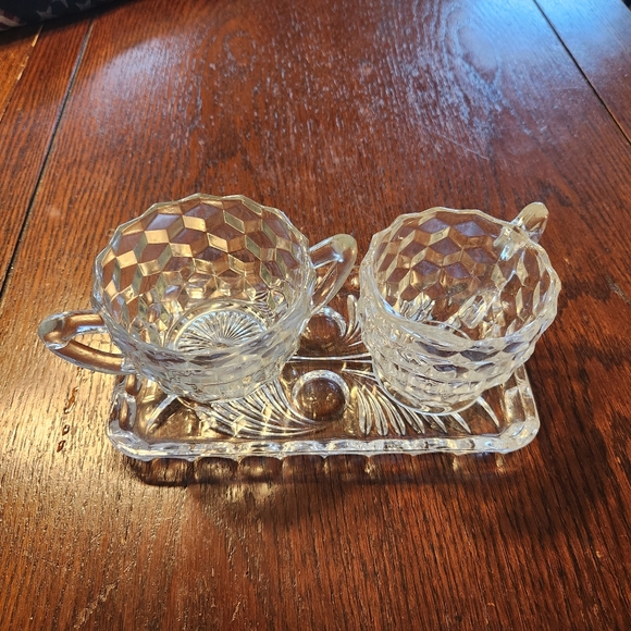 Fostoria Glass Sugar and Creamer W/ Serving Dish Set - Picture 13 of 15